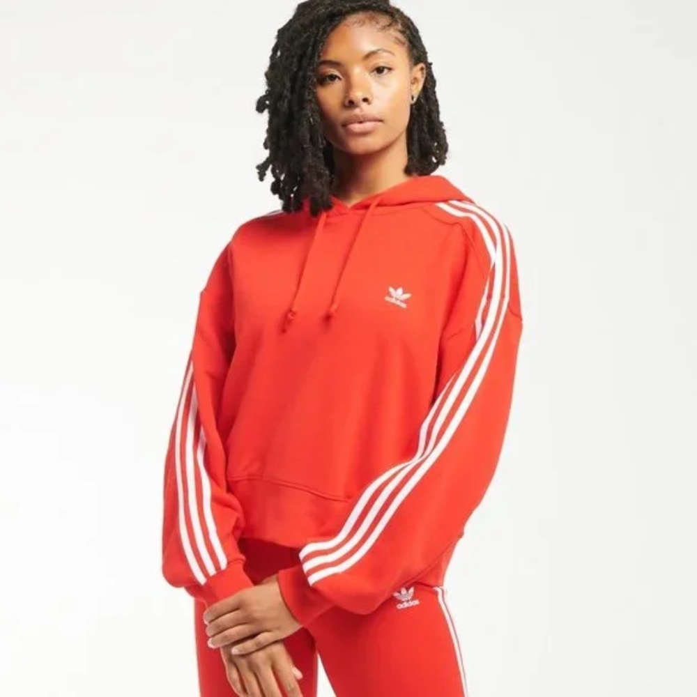 NEW ADIDAS Originals Adicolor Red Women's Crop Hoodie SIZE XS